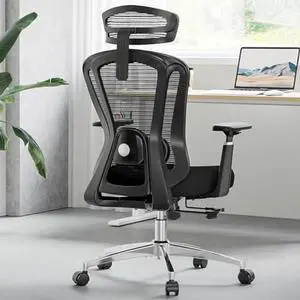 Farini Office Chair Ergonomic Desk Chair, High Back Computer Chair with Wheels, Home Sutdy Chair for Heavy People, Office Chair Adjustable Seat Depth, 3D Armrests and Adjustable Headrest, Black
