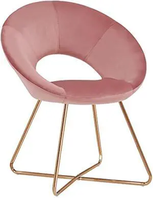 DUHOME Modern Accent Velvet Chairs Single Sofa Comfy Upholstered Arm Chair Mid-Century Leisure Lounge Chairs with Golden Metal Frame Legs 1 PCS Pink