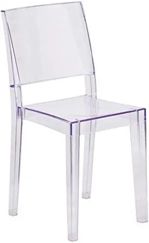 Flash Furniture Phantom Series Transparent Indoor-Outdoor Stacking Side Chair with Floor Protector Rubber Glides