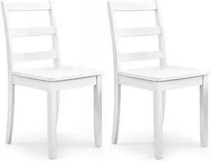 Giantex Wood Dining Chairs Set of 2 White - Wooden Armless Kitchen Chairs with Solid Rubber Wood Legs, Non-Slip Foot Pads, Max Load 400 Lbs, Farmhouse Style High Ladder Back Dining Room Chairs