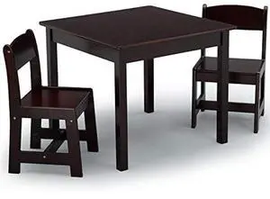 Delta Children MySize Kids Wood Table and Chair Set (2 Chairs Included) - Ideal for Arts & Crafts, Snack Time, Homework & More - Greenguard Gold Certified, Dark Chocolate, 3 Piece Set