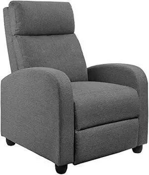 JUMMICO Recliner Chair Adjustable Home Theater Single Fabric Recliner Sofa Furniture with Thick Seat Cushion and Backrest Modern Living Room Recliners (Aurora Grey), Welcome to consult