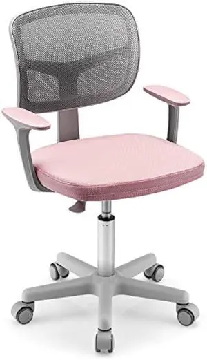 HONEY JOY Kids Desk Chair, Height Adjustable Children Study Chair, Swivel Mesh Task Student Chair, Sit-Brake Casters, Child Computer Desk Chair for Boys Girls Age 3-10 (Pink), Welcome to consult
