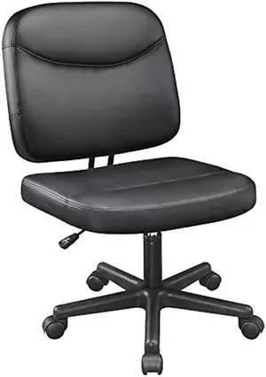 Topeakmart Task Desk Chair Height Adjustable Chair Computer Faux Leather Chair Without Arms, Black