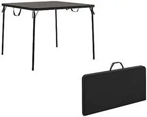Cosco XL 38.5 Resin Fold-in-Half Card Table, Black, Wheelchair Accessible, Lightweight, Pinch-Free Locking System