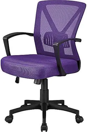 Topeakmart Ergonomic Office Chair Mid-Back Mesh Swivel Computer Chair Lumbar Support Comfortable Executive Adjustable Height with Armrests for Adults Women, Purple