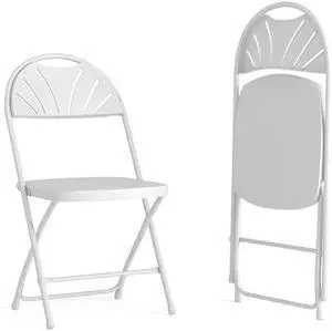 Flash Furniture 2 Pack HERCULES Series 650 lb. Capacity White Plastic Fan Back Folding Chair