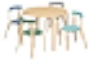 ECR4Kids Bentwood Table and Curved Back Chair Set, Kids Furniture, Contemporary, 5-Piece
