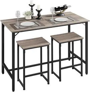 Yaheetech 3 Piece Dining Table Set, 47.5 Industrial Pub Table Set, Counter Height Kitchen Table with Bar Stools Set of 2, for Small Space, Apartment