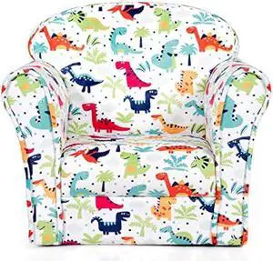 Costzon Kids Couch, Children's Sofa Armrest Chair with Pattern, Toddler Furniture w/Sturdy Wood Construction, Preschool, Lightweight Children Couch Sofa Chair for Aged 1-5 Boys & Girls Gifts, Dinosaur
