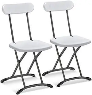GYMAX Folding Chair, 400lbs Plastic Chairs Set with Steel Frame & Ergonomic Curved Back, Indoor & Outdoor Commercial Event Seat for Meeting, Wedding, Stackable Lightweight Folding Chairs (2, White)
