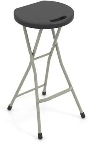 GYMAX Folding Stool, 28in Portable Collapsible Bar Stool with Handle & Steel Frame, 330lbs Sturdy Foldable Lightweight Metal Chair for Outdoor/Indoor Kitchen Home Bar, Assembly Free (Set of 1, 28inch)