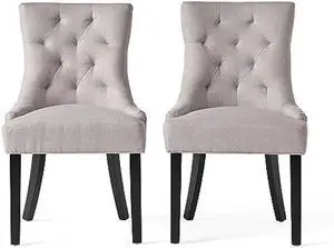 Christopher Knight Home Hayden Fabric Dining Chairs, 2-Pcs Set,Polyester, Light Grey