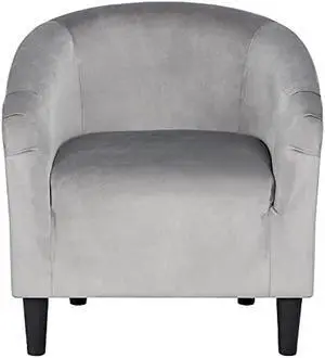 Topeakmart Velvet Accent Chair, Modern Club Chair Upholstered Armchair with Solid Legs Comfy Sofa Chair for Living Room/Bedroom/Waiting Room, Grey
