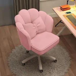Vanity Chair Velvet Petal Desk Chair Upholstered Modern Tufted Home Office Chair with Back, Height Adjustable Computer Task Chair for Bedroom Living Room