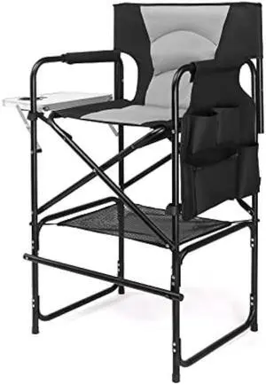 mefeir Extra Tall-30.7'' Professional Makeup Artist Director Chair Bar Height, Portable Folding Design with Side Table & Storage Bag, Heavy-Duty Steel Frame (300 lbs Capacity), 45.7'' Tall
