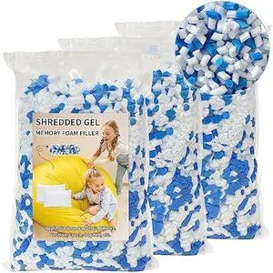 15lbs Shredded Gel Memory Foam Filling for Bean Bag Chair, Memory Foam Stuffing for Cooling Pillow, Couch, Pouf Beanbag Chair, Dog Bed, Cushion, Art Crafts