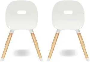 Lalo The Play Chair - Wooden & Non-Toxic Plastic Kids & Toddler Chair - Sturdy Bucket Seat, Easy to Clean, Up to 200 lb. Weight Capacity, Set of 2 - Coconut