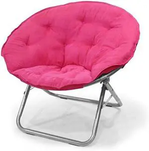 Urban Lifestyle Microsuede Saucer Chair for Adults,Pink, Cozy Folding Accent Chair for Bedroom, Dorm, or Lounge