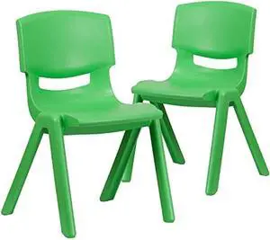 Flash Furniture Whitney 2 Pack Green Plastic Stackable School Chair with 15.5 Seat Height