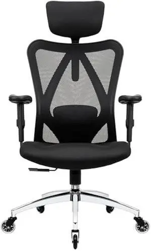 Duramont Ergonomic Office Chair - Adjustable Desk Chair with Lumbar Support and Rollerblade Wheels - High Back Chairs with Breathable Mesh - Thick Seat Cushion, Head, and Arm Rests - Reclines