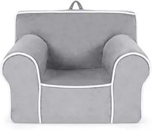 Costzon Kids Couch, Toddler Soft Sofa Chair w/Removable & Washable Velvet Surface for Preschool, Play Room, Nursery, Kindergarten, Toddler Sofa Couch for 0-5 Year Old Boys Girls Birthday Gift (Gray)