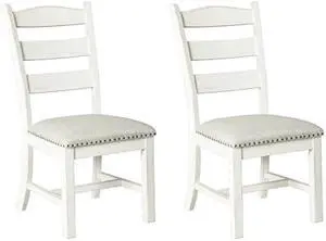 Signature Design by Ashley Valebeck Vintage Farmhouse Cushioned Dining Chair, 2 Count, Whitewash