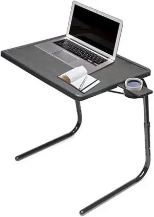 Table-Mate TV Tray Table | Portable Desk Folding Dinner Tray, Couch Table Trays for Eating Snack Food, Portable Laptop Desk, Bed Trays for Eating | Adjustable TV Trays with 3 Angles and Cup Holder