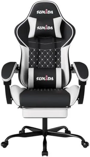 Ergonomic Video Gamer Chairs Gaming Computer Chair Gamer Chairs for Adults Massage Lumbar Support Swivel Height Adjustable Headrest Backrest