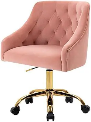Sepnine Comfy Home Office Vanity Chair with Wheels, Cute Modern Upholstered Velvet Back Adjustable Swivel Task Desk Chair, for Girls, for Women, Living Room, Bedroom