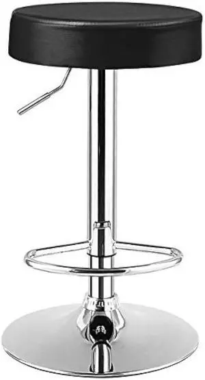 COSTWAY Bar Stool, Modern Swivel Backless Round Barstool, PU Leather Armless bar Chair with Height Adjustable, Chrome Footrest, Sturdy Metal Frame for Kitchen Dining Living Bistro Pub (Black, 1 pc)