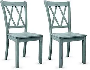 Giantex Set of 2 Dining Chairs, Rubber Wood Dining Room Chair, Farmhouse Dining Side Chairs, Max Load 400 Lbs, Wooden Kitchen Chairs for Home Kitchen, Dining Room