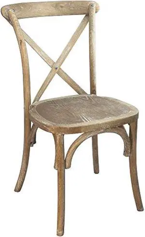 EMMA + OLIVER Natural with White Grain X-Back Chair