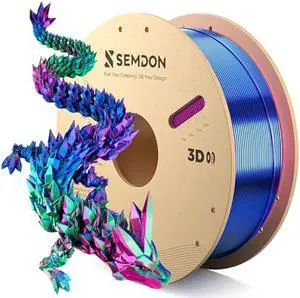 PLA Filament 1.75mm Tri-Color Rainbow 1KG Spool - SEMDON Anti-Warp Silk PLA Filament ±0.02mm for Ender 3 & Lithophane - ColorLock Gloss Finish