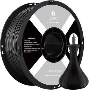 R QIDI TECHNOLOGY ABS Filament 1.75mm, 3D Printer Filament ABS Rapido 1kg Spool (2.2lbs), Suitable for Hyper Speed Printing, 3D Printing Filament Fit Most FDM 3D Printers, Highly Resistant, Black