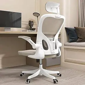 Monhey Office Chair Ergonomic Desk Chair with Lumbar Support&Headrest&Flip-up Arms Height Adjustable Rocking Swivel High Back Computer Chair Warm Taupe Mesh Study Chair (02White+Khaki) Monhey Office Chair Ergonomic Desk Chair with Lumbar Support&Headrest&Flip-up Arms Height Adjustable Rocking Swivel High Back Computer Chair Warm Taupe Mesh Study Chair (02White+Khaki)