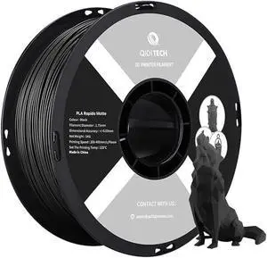 R QIDI TECHNOLOGY Matte PLA Filament 1.75mm, 3D Printer Filament PLA Rapido Matte 1kg Spool (2.2lbs), Suitable for Hyper Speed Printing, 3D Printing Filament Fit Most FDM 3D Printers, Matte Black