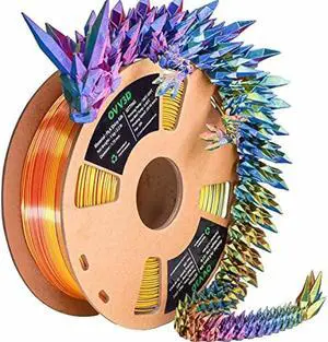 OVV3D 3D Printer Filament, PLA Filament 1.75mm, Tri-Colors Rainbow Silk PLA Filament, Rainbow PLA Filament with Silk PLA Red-Yellow-Blue, 3D Printing Filament PLA Filament 1.75mm +/-0.02mm, 1kg