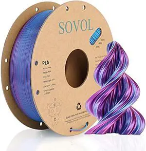 Sovol Dual Color PLA Filament 1.75mm, Silk PLA 3D Printing Material, Dual Color Filament Rose Blue 2 in 1 Coextrusion PLA Filament +/-0.02mm, 1kg/2.2lbs Sovol Dual Color PLA Filament 1.75mm, Silk PLA 3D Printing Material, Dual Color Filament Rose Blue 2 in 1 Coextrusion PLA Filament +/-0.02mm, 1kg/2.2lbs