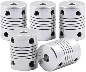 Saiper Flexible Couplings 5mm to 5mm (5pcs) Aluminum Alloy Joint Connector Compatible with NEMA 17 Stepper Motors, RepRap 3D Printer or CNC Machine, 3D Printer Accessories