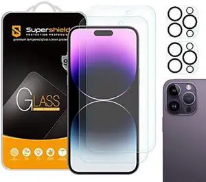 Supershieldz (2 Pack) Anti Glare (Matte) Tempered Glass Screen Protector Designed for iPhone 14 Pro Max (6.7 inch) + Camera Lens, Anti Fingerprint, Anti Scratch, Bubble Free