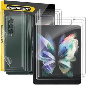 (3 Sets) Full Coverage Protector Compatible for Samsung Galaxy Z Fold 3 5G (Not Glass) Upgraded High Definition Edge to Edge HD Anti-Scratch