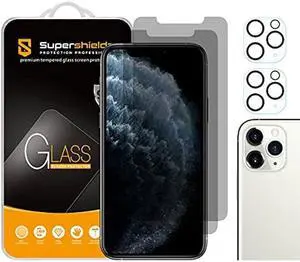 Supershieldz (2 Pack) (Privacy) Anti Spy Screen Protector Designed for Apple iPhone 11 Pro Max (6.5 inch) + Camera Lens [Tempered Glass] Anti Scratch, Bubble Free