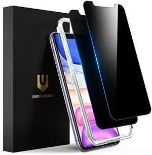 UNBREAKcable Privacy Screen Protector Shatterproof Tempered Glass [True 28°Anti Spy] [9H Hardness] [Easy Installation Frame] for iPhone 11/XR 6.1 inch - 2 Pack