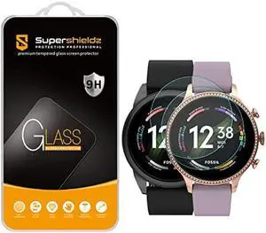 Supershieldz (2 Pack) Designed for Fossil Men's Gen 6 44mm / Fossil Women's Gen 6 42mm / Fossil Q Explorist Gen 3 Tempered Glass Screen Protector, Anti Scratch, Bubble Free