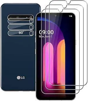 (3+3) For LG V60 ThinQ 5G / V60 ThinQ 5G UW (3 Pack) Tempered Glass Screen Protector with Camera Lens Protectors Film, Anti Scratch, HD Clear