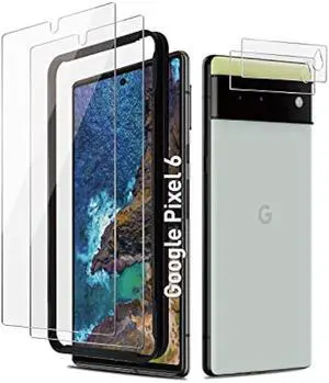 Pixel 6 Screen Protector Tempered Glass with Camera Lens Protector for Google Pixel 6 [Fingerprint Unlock][Anti-Scratch][6.4 Inch][2+ 2 Pack ]