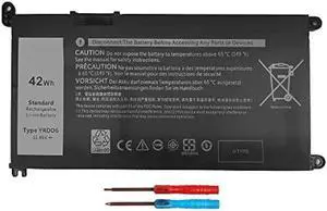 YRDD6 42WH Laptop Battery for Dell Inspiron 14 5480 5482 5485 5493 15 3501 3583 3584 3493 3593 5585 5590 5593 5481/5482/5491 5591 7586 3310 2-in-1 Vostro 3491 3590 5481 5490 5581 5590 VM732 1VX1H