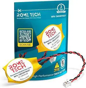 Rome Tech RTC CMOS Battery for Dell Latitude 2110, 2120, E5470- Laptop Backup BIOS CR2032 with 2 Pin Wires (1-Pack)