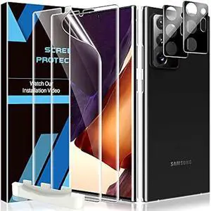 LK 2 Pack Screen Protector for Samsung Galaxy Note 20 Ultra 5G 6.9 inch, 2 Pack Camera Lens Protector, Positioning Tool, Fingerprint Reader Support, Flexible TPU Film